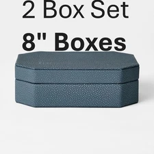 2X 8" FAUX SHAGREEN BOX Blue STUDIO MCGEE Threshold Target HOME DECOR