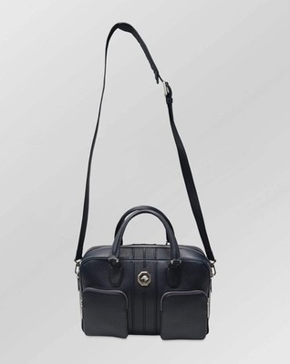 NEW STEFANO RICCI GRAINED CALF LEATHER  $6,350  NAVY HANDBAGS 14.5X9.8X4 IN