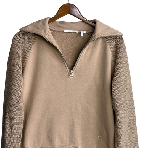Helmut Lang Sweatshirt Womens XS Half Zip Sweater Beige Oversized Sweater Combo - Bild 2 von 8