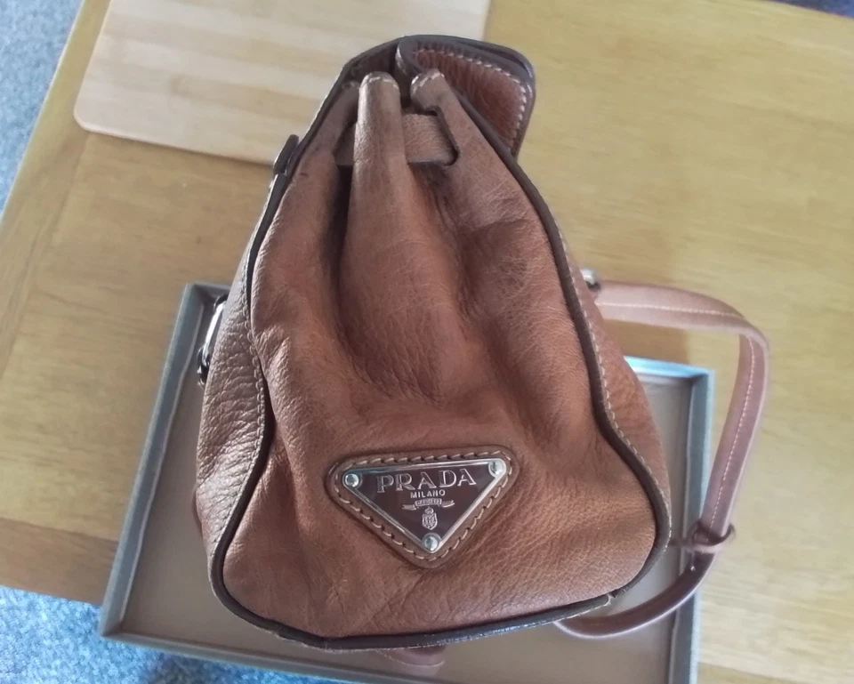 PRADA Women's Bag Leather Really Nice Used Condition Tan Brown - Image 3 of 4