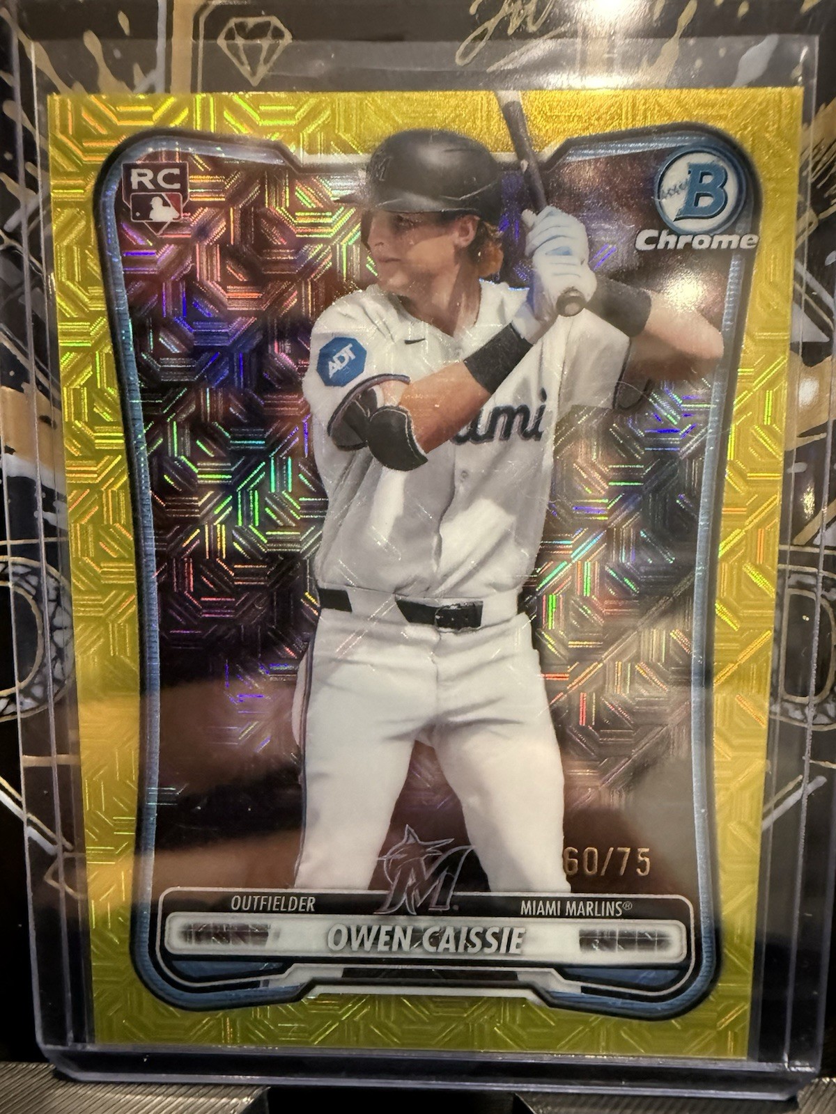 2026 Bowman Chrome Owen Caissie RC Yellow Mojo Refractor #’d /75 #37 Marlins