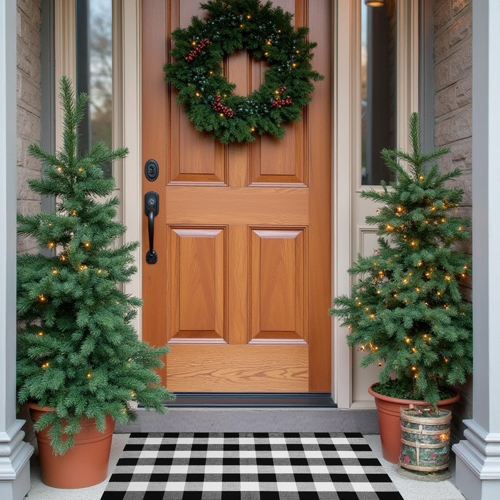 Buffalo Plaid Area Rug, Checkered Rug 27.5x43 Inches, Black and White Rug, Wa...