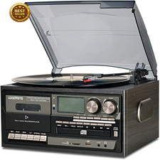 Vinyl Record Player 9 in 1 3 Speed Bluetooth Vintage Turntable CD Cassette Playe
