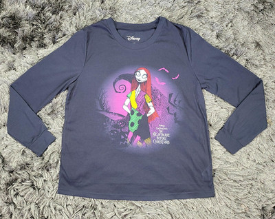 Disney Nightmare Before Christmas Shirt Womens Medium Blue Sally Long Sleeve Tee