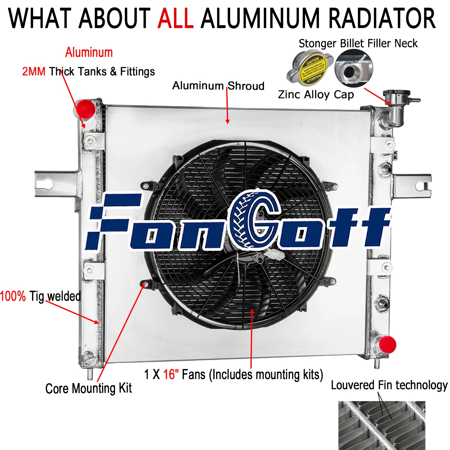 3 Core Radiator+Shroud Fan Fit 1999~2000 Jeep Grand Cherokee 4.7L V8 AT CC2263.