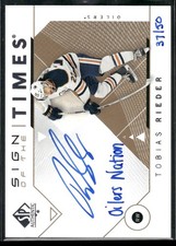 2018-19 INSCRIBED TOBIAS RIEDER AUTO 37/50 EDMONTON OILERS #SOTT-TR