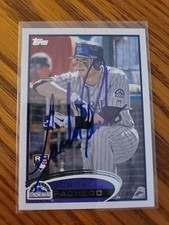 2012 Topps Series One Jordan Pacheco RC Rookie Card Signed IP Auto Baseball MLB. rookie card picture