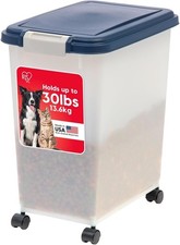Airtight Dog Food Storage Container Up to 30 lbs Attachable Wheels for Dog Cat