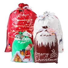 Drawstring Christmas Gift Bags -20PCS Christmas Bags Assorted Sizes for Prese...