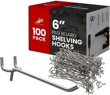 100 Pack PEG Board Pegboard Shelving Hooks 6" Length Wholesale Lot
