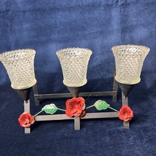 Vintage Candelabra with Hobnail Glass and Rose Embellishment Cottagecore