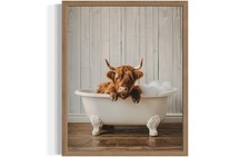 Highland Cow in Bathtub Wall Art Print Poster, Bathroom Decor Posters Prints ...