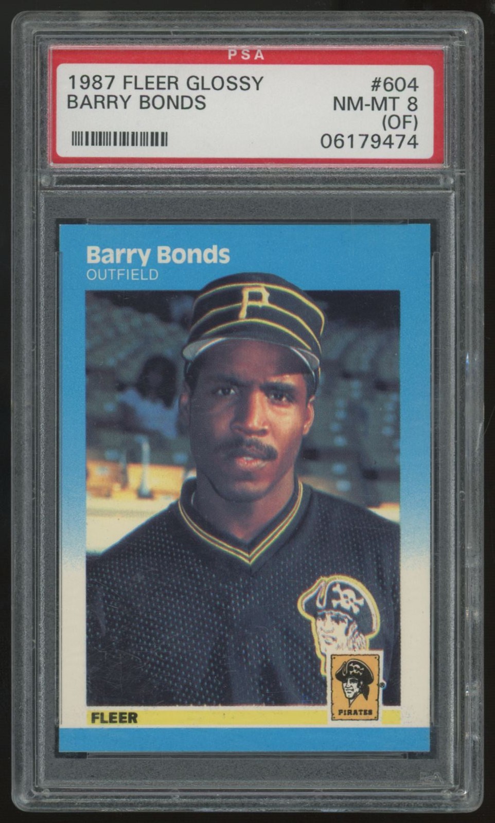 1987 Fleer Glossy Barry Bonds RC #604 PSA 8 (OF) view 1