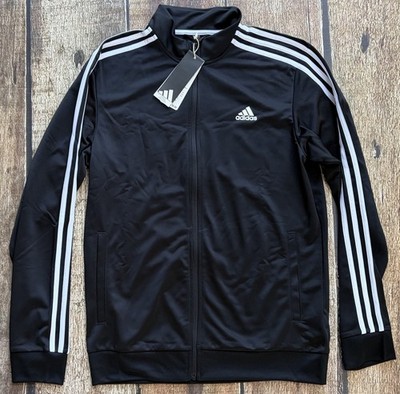 ADIDAS TRACK JACKET 3 STRIPE BLACK WHITE MENS MEDIUM NEW WITH TAGS