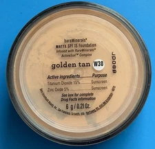 BareMinerals MATTE Foundation SPF15 6g/0.21 oz Golden Tan W30 - 100% Authentic