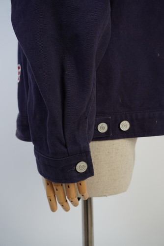 Giacca Palace Hippy Cig L blu navy cotone zip occhiello grafica ricamata skateboard - Foto 7 di 11
