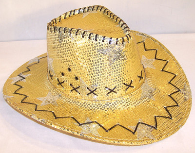 SEQUIN GOLD STAR COWBOY HAT new western 