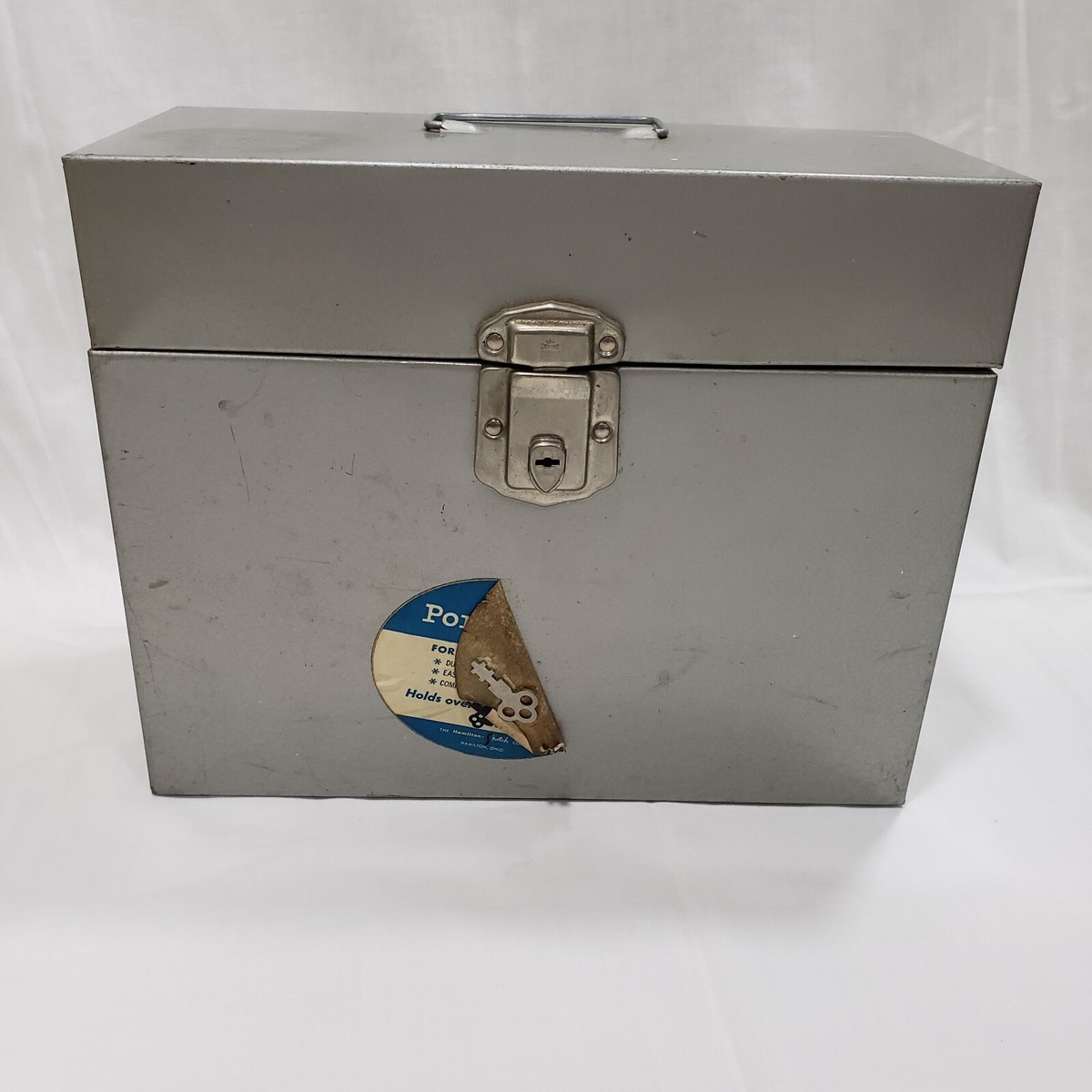 Kuwata 、Hall & Oates 1987年パブミラーボックス Vtg Hamilton Porta-File Locking Metal File Box Gray Industrial