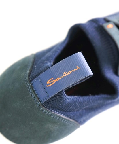 $700 SANTONI - Blue Mixed Media Leather Sneakers - 7.5 US (6.5 IT) - Picture 8 of 13