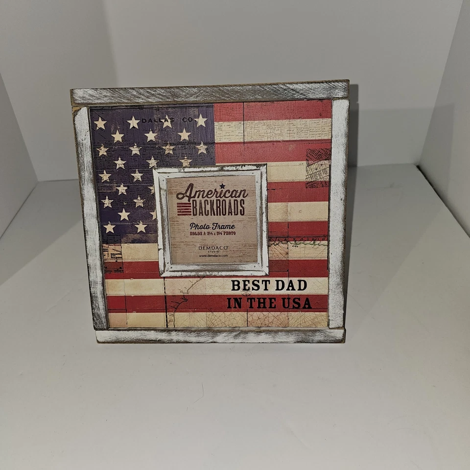 DAD GIFT Patriotic Picture Frame 'Best DAD in The USA' 3.5"x2.5' Photo Freestand - Image 2 of 4