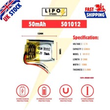 ? 3.7V 501012 50mAh LiPo Lithium Polymer High Capacity rechargeable Battery ?