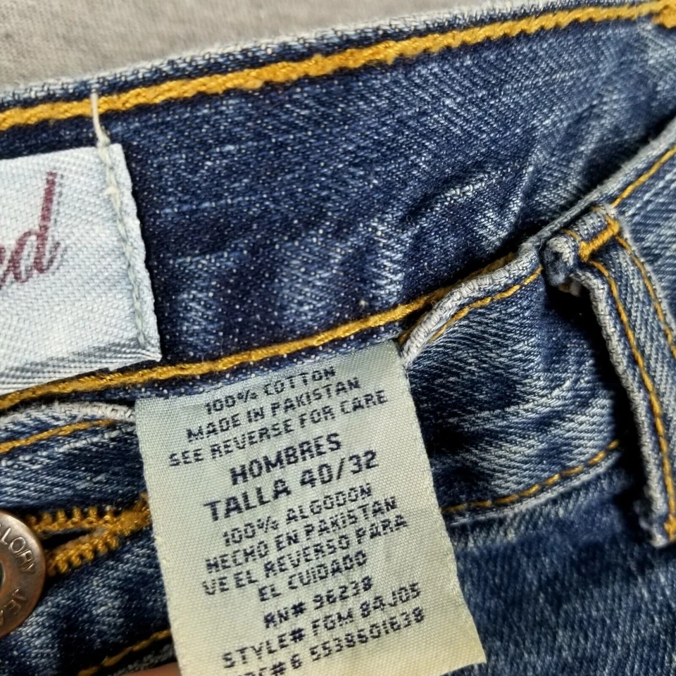 Pantalones de mezclilla azules holgados vintage descoloridos Glory 40x32 calce relajado peto ancho años 90 Foto 3 de 4