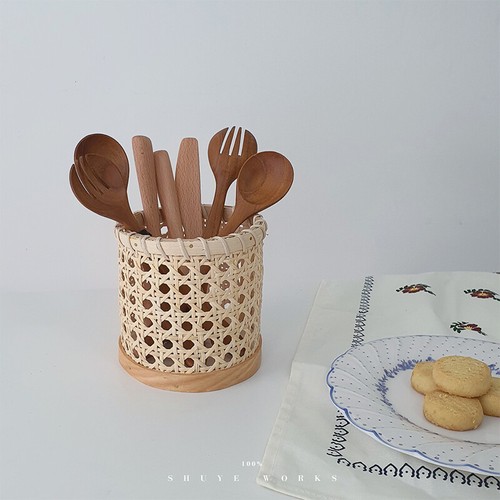 Rattan Chopsticks Storage Handmade Spoon Organizer Holder Pencils Organizatidn - Picture 10 of 15