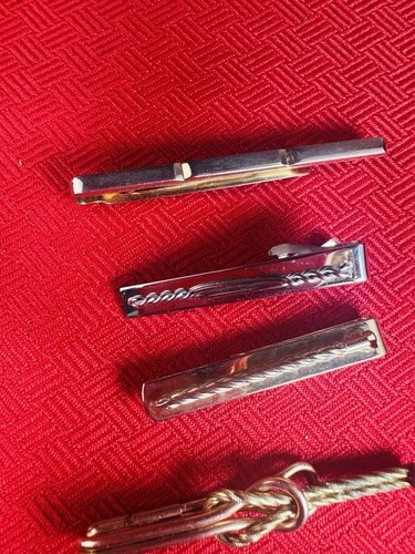 6 LOT VTG Tie Clip Clasp Gold & Silver Tone Mix Enamel Rope MCM Swank Original - Picture 6 of 10