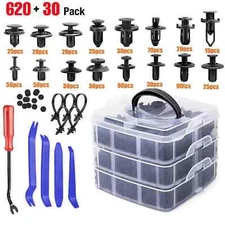 650 PCS Car Retainer Auto Fasteners Push Trim Plastic Clips Pin Rivet Bumper Kit