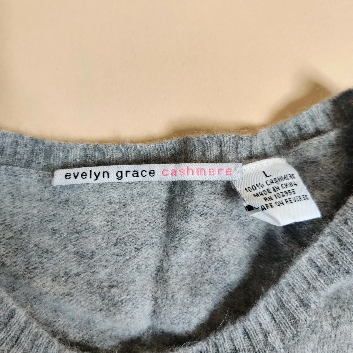 Evelyn Grace Grey Pure Cashmere Buttoned Cardigan Size L Soft Luxury Fitted