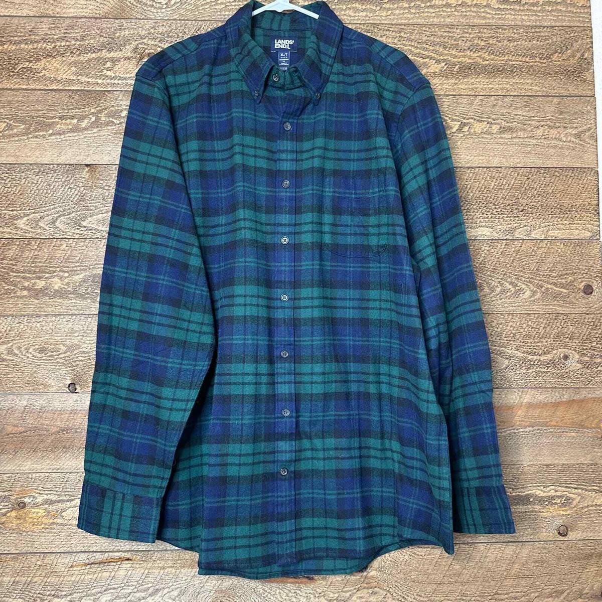 Damipow Men's Premium Flannel Shirt - Soft Long Sleeve Plaid Button-Down, Blue, Large - View #2