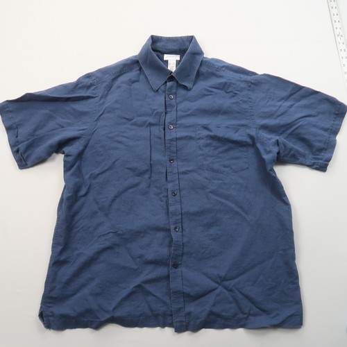 Concepts by Claiborne Mens Linen Blend Button Up Shirt Size 2XLT Tall Blue