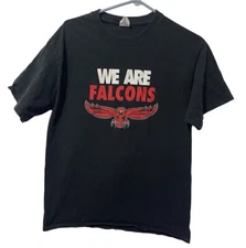 Port & Company Shirt Men Medium Black Cotton Falcons Bird Lightweight Casual Tee