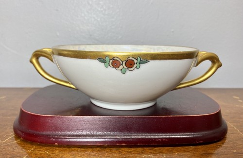 ATQ 1921 T&V Limoges France Hand Painted Porcelain 2 Handled Bowl Artist Signed - Picture 6 of 10