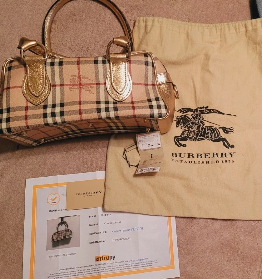 Burberry Coated Fabric Boston Bag