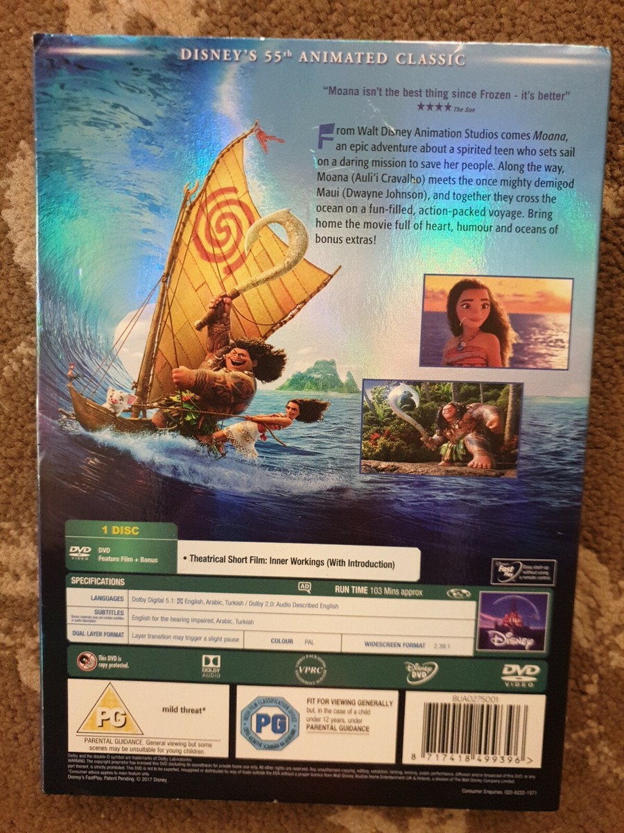 DISNEYS MOANA DVD INCLUDES O RING SLIPCASE DISNEY KIDS | eBay