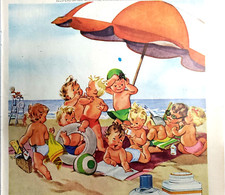 Beach Babies Johnson & Johnson Vintage 1956 Oil Powder Ad Magazine Print