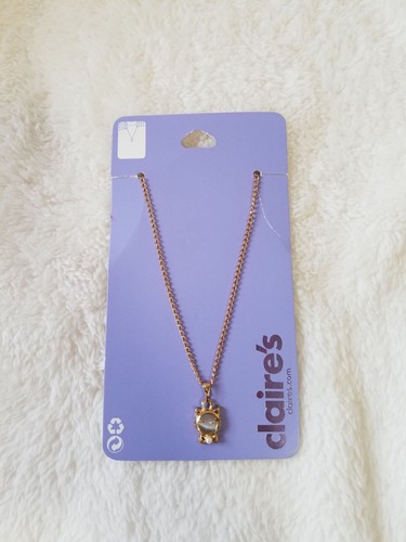 Claire's Pearl Cat Gold Necklace (new 