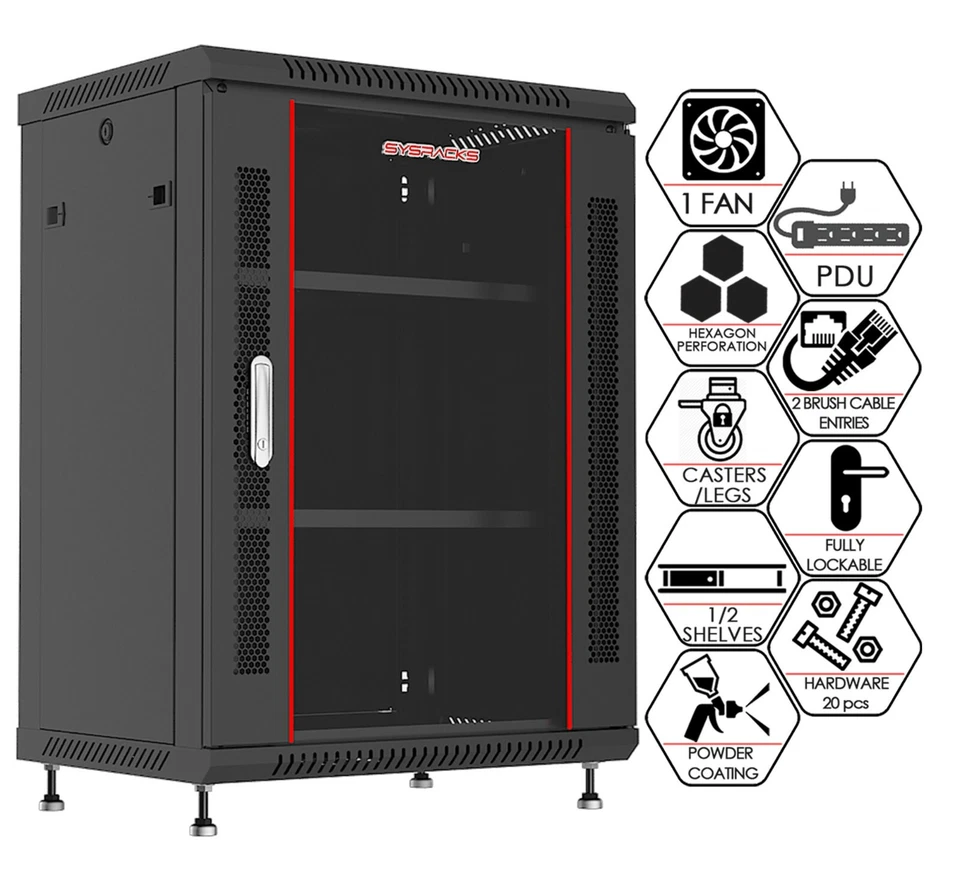 15U 24" Deep Wall Mount IT Network Server Rack Cabinet Enclosure 3FREE ACCESSORY - Image 2 of 4