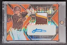 JACKSON MERRILL 2023 Panini Select #PJA-JM RPA Orange Pulsar Prizm 3/3 Jersey #