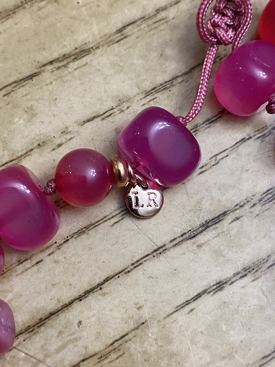 Lola Rose Designer Signed semi precious Adjustable bracelet Pink