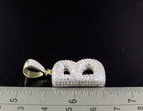 Bubble Letter B Initial Pendant Sterling Silver Yellow Gold Finish 1.5" - Picture 2 of 7