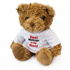 NEW - BEST MAILMAN IN THE WORLD - Teddy Bear - Cute Cuddly - Gift Present Award