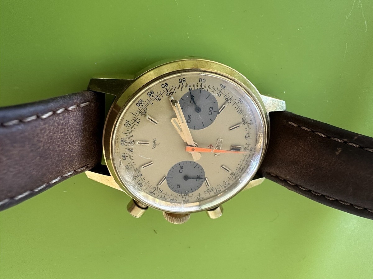 Vintage Elgin 329 Vajoux 7733 Chronograph Stainless Steel Watch