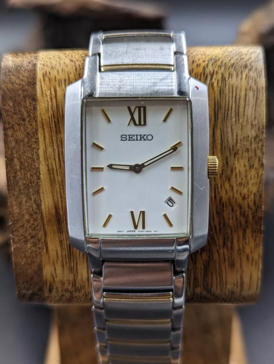 Seiko Quartz SS Mens Watch W Date 7N39 0AW0 New Fresh Battery fits a 7.5
