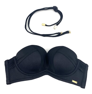 Damen Bikinioberteil GOSSARD Sienna trägerlos Push-Up schwarz Gr. 70A - #U4