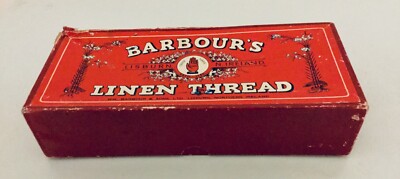 Antique Vintage Barbour's Irish Flax Linen Thread Cardboard Box FREE SHIPPING