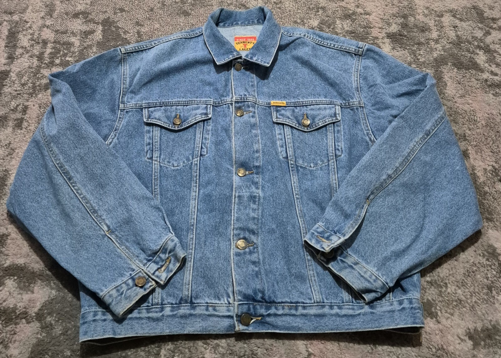Tennents Lager branded vintage Denim jacket Size L
