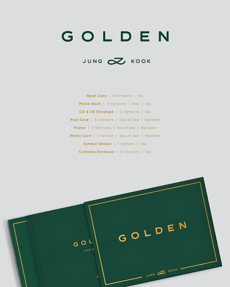 BTS JUNGKOOK [GOLDEN] Album 3 Ver SET 3CD+3Foto Buch+12 Karte+3 Poster+6 Sticker - Bild 4 von 4