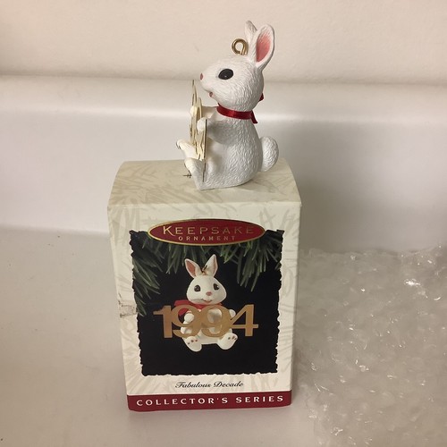 HALLMARK FABULOUS DECADE 1994 XMAS ORNAMENTS #5 SERIES BABY BUNNY RABBIT EASTER - Picture 3 of 24